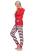 NORMANN Frottee Pyjama Hose gestreift Oberteil - 82714 in rot
