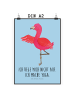 Mr. & Mrs. Panda Bild Flamingo Yoga mit Spruch in Blau Pastell