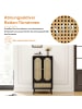 ABRIHOME Sideboard in Schwarz mit Rattanfront und 2 Türen 1,1 m Höhe und 1 Schublade