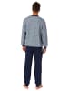 NORMANN Schlafanzug Pyjama Bündchen grafischen Streifenlook - 75335 in hellblau