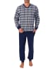 NORMANN Langarm Schlafanzug Pyjama Bündchen kariert in marine