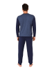 NORMANN Schlafanzug langarm Bündchen - 88823 in blau-mel.