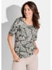 GOLDNER Viskoseshirt mit Blätter-Muster in grau / weiß / gemustert