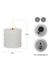 STAR Trading LED Blockkerze Flamme Swirl aus Wachs 4er-Set, 7,5cm, weiß in Weiß