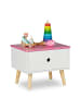 relaxdays Kinder-Nachttisch in Weiß/ Rosa - (B)38 x (H)31 x (T)30 cm