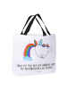 Mr. & Mrs. Panda Reisetasche Einhorn Fliegendes Pferd mit Spruch in Weiß