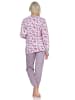 NORMANN langarm Schlafanzug Bündchen Pyjama Hose Streifen in beere