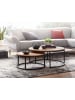 KADIMA DESIGN Wohnzimmertisch Set | Holz-Metall, Eiche Rund, 2-teilig in Beige