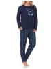 NORMANN Normann Damen Pyjama Schlafanzug langarm mit süßem Teddy - 88894 in navy