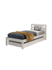 58 aufm Kessel EINZELBETT 90x200 Kiefer weiß robust stabil mit Bettschublade