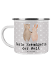 Mr. & Mrs. Panda Camping Emaille Tasse Hase Beste Schwägerin der... in Grau Pastell