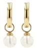 Adeliás Damen Ohrringe – Klappcreole aus Edelstahl mit Perle in gold