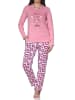 NORMANN Langarm Pyjama Schlafanzug Hose Animalprint Übergrößen in rosa