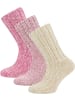 normani 3 Paar Kinder Norwegersocken mit Schafwolle in Rot/Rosa/Wollweiß