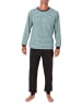 NORMANN Langarm Schlafanzug Pyjama Bündchen Streifen in türkis