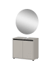 KADIMA DESIGN Badmöbel Set 2-tlg. Waschbeckunterschrank, Runder Spiegel, Badset in Steingrau