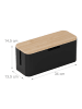 relaxdays Kabelbox in Natur/ Schwarz - (B)34 x (H)14,5 x (T)13,5 cm