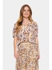 SAINT TROPEZ Kurzarm-Bluse ZofviSZ Gerade Passform in Birch Dot Leopard
