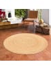 Pergamon Naturfaser Teppich Jute Salsa Natur Rund in Beige