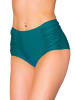 Aquarti Aquarti Damen Bikinihose mit Hoher Taille und Raffung in grün