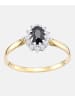 Diamant L'éternel Cluster-Ring aus 375 Gelbgold mit Diamant mit Saphir