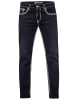 Rusty Neal Jeans Hose "LEVIN" in Black Used mit Weißer Kontrastnaht in Schwarz