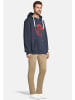 Salzhaut Hoodie HEFF- MOIN RUND in Navy-Neon Red