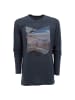 Jack Wolfskin Shirt Print Mountain Men Longsleeve in Blau