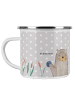 Mr. & Mrs. Panda Camping Emaille Tasse Otter Stein ohne Spruch in Grau Pastell