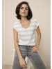 Tamaris V-Shirt in beige-offwhite gestreift