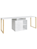 Beliani Schreibtisch ASHMORE in Weiß/Gold - (W) 165 x (H) 75 x (L) 55 cm