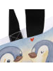 Mr. & Mrs. Panda Shopper Tasche Pinguine trösten Design mit Spruch in Weiß
