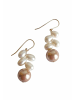 Gemshine Ohrringe Champagner Perlen in gold coloured