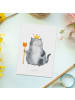 Mr. & Mrs. Panda Postkarte Katze König ohne Spruch in Weiß