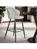 KADIMA DESIGN 2er Set Barhocker Samt Hocker mit Lehne, Küchenhocker in Grau