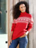 Heine Pullover in rot-ecru-gemustert