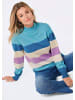 GOLDNER Kurzgröße:  Strickpullover Strickpullover in blau / gemustert