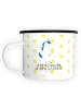 Mr. & Mrs. Panda XL Emaille Tasse Einhorn Mann mit Spruch in Weiß
