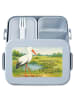 Mr. & Mrs. Panda Lunchbox Storch Design mit Spruch in Blau Pastell