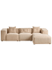Beliani 4-tlg Ecksofa DOLVA in Beige/Schwarz linksseitig