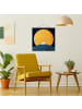 WALLART Stoffbild mit Posterleisten - Sonne, Mond und Berge in Gelb