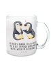 Mr. & Mrs. Panda Glas Pinguine trösten mit Spruch in Transparent