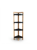 relaxdays Bambus-Eckregal "4 Ablagen" in Natur/ Schwarz - (B)23 x (H)105,5 x (T)23 cm
