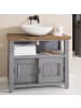 home24 home24 Waschbeckenunterschrank aus Kiefer massiv im modernen Landhausstil in Grau