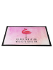 Mr. & Mrs. Panda Schmutzmatte Flamingo Stolz mit Spruch in Aquarell Pink