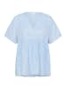 SAINT TROPEZ Kurzarm-Bluse SigridSZ Lockere Passform in Soft Chambray Shimmer Stripe