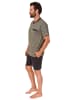 NORMANN kurzarm Schlafanzug Shorty Pyjama Streifen - 72034 in grau