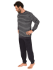 NORMANN Frottee Pyjama langarm Schlafanzug Bündchen Streifen - 75403 in dunkelgrau