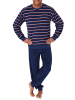 NORMANN Frottee Pyjama langarm Schlafanzug Bündchen Streifen - 49571 in marine
