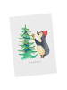 Mr. & Mrs. Panda Postkarte Pinguin Weihnachtsbaum ohne Spruch in Weiß